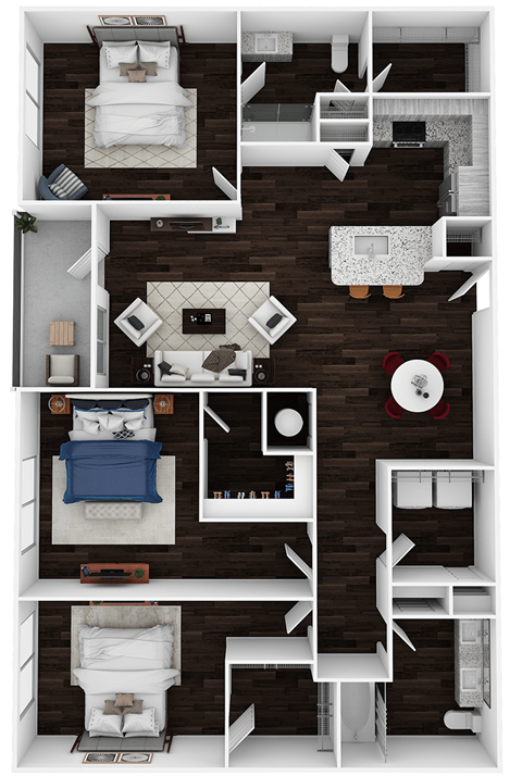 C4 - 1420sf Floor Plan at Artesia Big Creek, Alpharetta, Georgia
